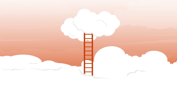 Illustration of a ladder going into the clouds