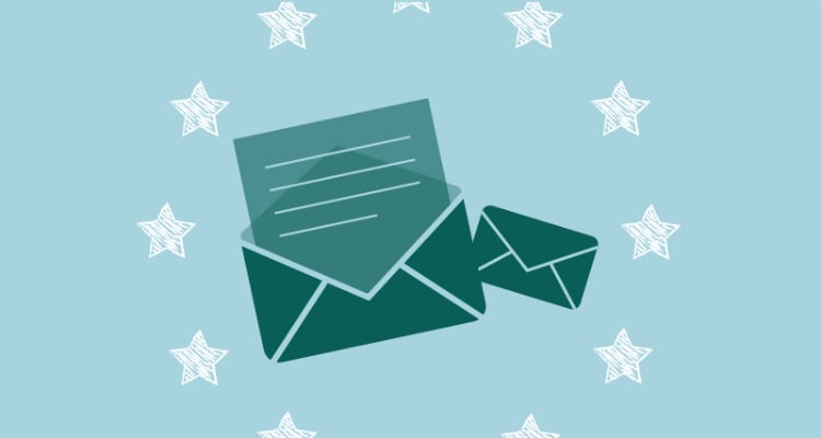 Illustration of a envelope with the EU star around