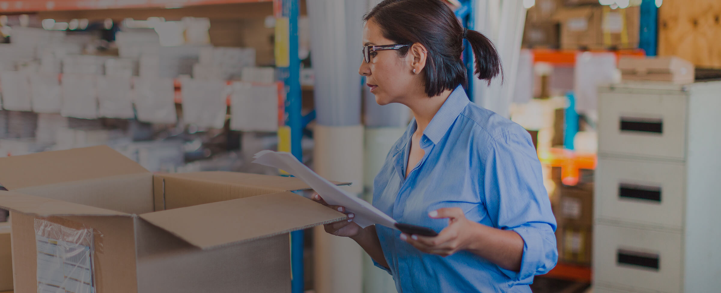 Woman checking delivery