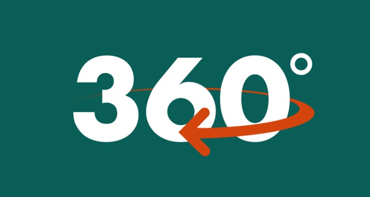 Illustration with the number 360 degreees