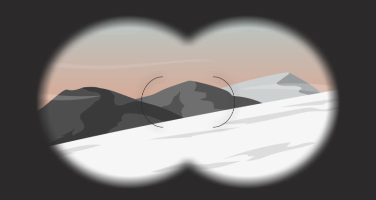 Binocular view  of drawn mountains