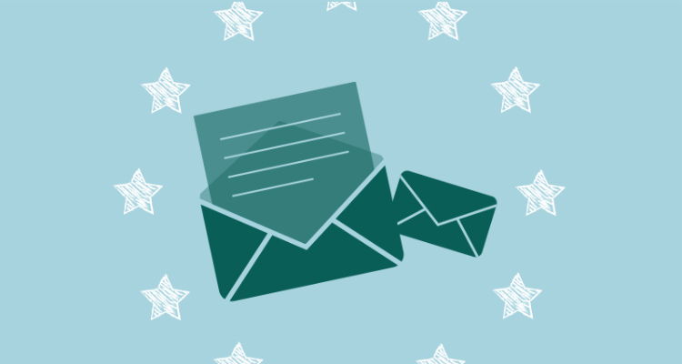 Illustration of a envelope with the EU star around