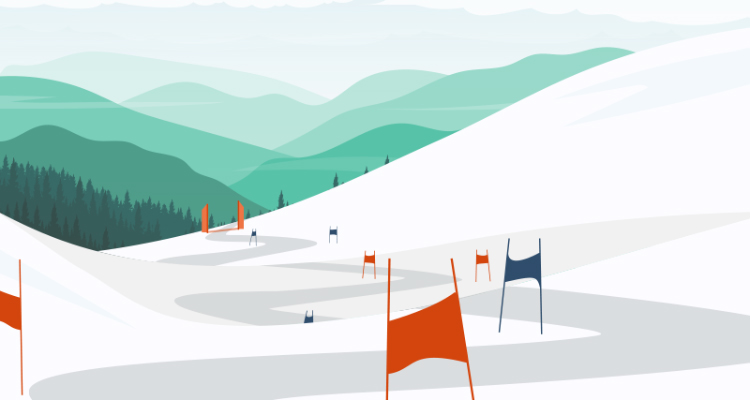 Illustration of a slalom course with gates