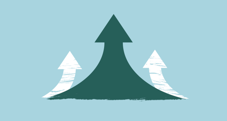 Illustration of a tree with arrows going up on each side